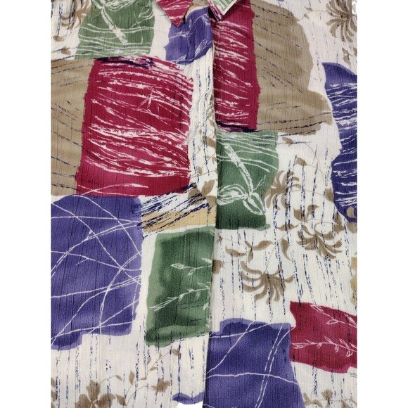 Alfred Dunner Petite Womens 12P Floral Top Colorblock Button Down Blouse - Picture 3 of 7